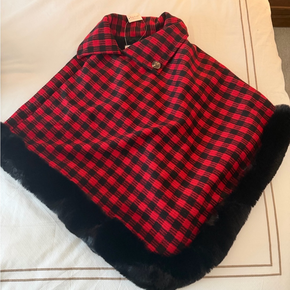 Plaid Red and Black Women's Cape